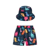 Hbdhejl Kids Pants Prints Beach Girls Bathing Suit Toddler Swim Shorts Boys Swimming Pull On Trunks Swimsuit Boys Swimwear Hats Set 10-12 Years